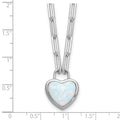Sterling Silver Created Opal Heart Paperclip Link Necklace by Fine Color Jewels