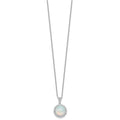 Lab Created Opal and CZ Halo Circle Necklace Sterling Silver by Fine Color Jewels