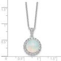 Lab Created Opal and CZ Halo Circle Necklace Sterling Silver by Fine Color Jewels