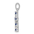 Sterling Silver Natural Blue Sapphire and Diamond Cross Pendant by Fine Color Jewels