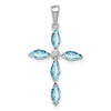 Sterling Silver Natural Blue Sky Blue Topaz and Diamond Pendant