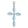 Sterling Silver Natural Blue Sky Blue Topaz and Diamond Pendant by Fine Color Jewels