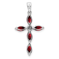 Sterling Silver Natural Garnet and Diamond Pendant by Fine Color Jewels