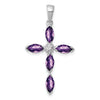 Sterling Silver Natural Amethyst and Diamond Pendant