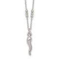 Silver Italian Horn 18 Inch Necklace by Fine Color Jewels