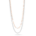 Two-Tone Rose Gold Plated Sterling Silver 2-Strand Paperclip Link Adjustable Slider Bolo Bracelet by Fine Color Jewels