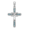Silver Rhodium-plated London Blue Topaz Infinity Cross Pendant