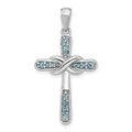 Silver Rhodium-plated London Blue Topaz Infinity Cross Pendant by Fine Color Jewels