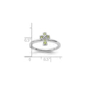 0.16 Ct Round Green Peridot Prong Silver Stackable Cross Ring by Fine Color Jewels