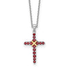 Silver 14k -X- Accent Natural Garnet Cross Necklace