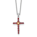 Silver 14k -X- Accent Natural Garnet Cross Necklace by Fine Color Jewels