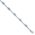 2.72 Ct Oval Swiss Blue Topaz Prong Sterling Silver Link Bracelet by Fine Color Jewels