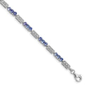 0.10 Ct Round Violet Tanzanite & Diamond Prong Sterling Silver Bar Link Bracelet by Fine Color Jewels