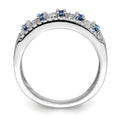 0.6 Ct Round Blue Sapphire & Diamond Prong 14K White Gold Two-Row Band Ring