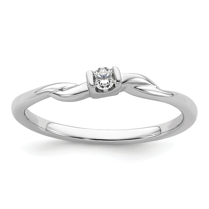 14k White Gold Lab Diamond Solitaire Engagement Ring 1/15 carat by Fine Color Jewels