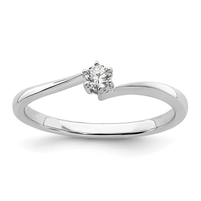 14k White Gold Lab Grown Diamond Petite Solitaire Engagement Ring 1/8 carat by Fine Color Jewels