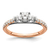 10k Rose Gold Lab Diamond Three Stone Pave Engagement Ring 3/4 carat