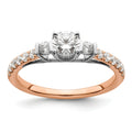 10k Rose Gold Lab Diamond Three Stone Pave Engagement Ring 3/4 carat by Fine Color Jewels