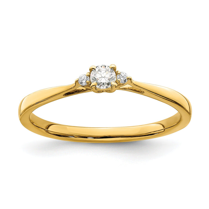 14k Gold Lab Grown Diamond Petite Three Stone Engagement Ring 1/8 carat by Fine Color Jewels