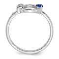 0.18 Ct Round Blue Created Sapphire & Diamond Prong 14K White Gold Circle Ring by Fine Color Jewels