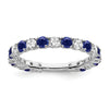 0.7 Ct Round Blue Lab-Created Sapphire & Diamond Prong 14K White Gold Eternity Band Ring