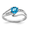 Sterling Silver Gemstone and Diamond Heart Pave Bypass Ring by Fine Color Jewels