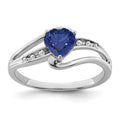 Sterling Silver Gemstone and Diamond Heart Pave Bypass Ring by Fine Color Jewels