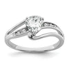 Sterling Silver Gemstone and Diamond Heart Pave Bypass Ring