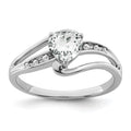 Sterling Silver Gemstone and Diamond Heart Pave Bypass Ring by Fine Color Jewels
