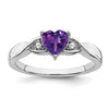 0.77 Ct Heart Gemstone and White Diamond Prong Silver Three Stone Twisted Band Ring