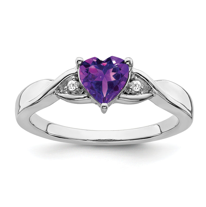 0.77 Ct Heart Gemstone and White Diamond Prong Silver Three Stone Twisted Band Ring by Fine Color Jewels