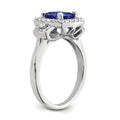 2 Ct Cushion Blue Created Sapphire & Lab Diamond Prong 10K White Gold Halo Ring by Fine Color Jewels