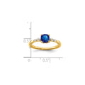 0.55 Ct Cushion Cut Blue Sapphire with Diamond 14k Yellow Gold Five Stone Ring by Fine Color Jewels