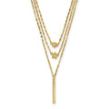 Diamond-Cut Star 14K Gold Three Strand Beaded Layered Necklace by Fine Color Jewels