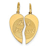 2-piece 14K Gold BEST FRIEND Charm Heart Pendant