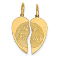 2-piece 14K Gold BEST FRIEND Charm Heart Pendant by Fine Color Jewels