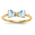 14k Yellow Gold Bow Dual Heart Birthstone Ring by Fine Color Jewels