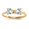 14k Yellow Gold Bow Dual Heart Birthstone Ring by Fine Color Jewels