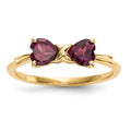 14k Yellow Gold Bow Dual Heart Birthstone Ring by Fine Color Jewels