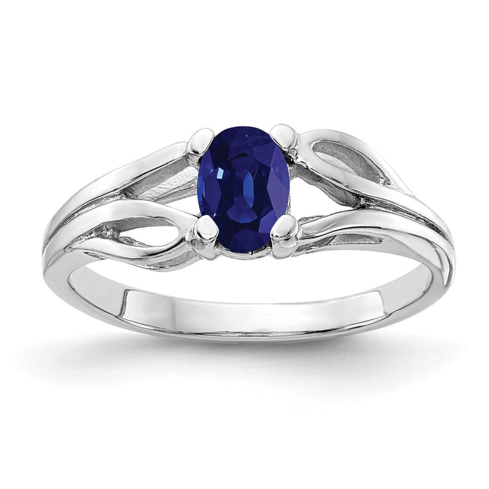 0.65 Ct Oval Blue Sapphire Prong 14K White Gold Filigree Solitaire Ring by Fine Color Jewels