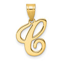 14k Gold Script Initial Charm Pendant by Fine Color Jewels