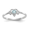 Blue Aquamarine Birthstone Heart Ring 10K White Gold