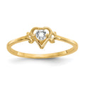 10K Yellow Gold White Topaz Birthstone Heart Ring by Fine Color Jewels