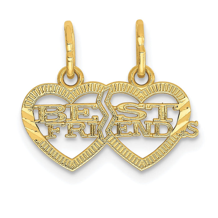 14k BEST FRIENDS Break Apart heart Pendant for 2 by Fine Color Jewels