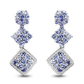 Violet Tanzanite Prong Sterling Silver Dangle Earrings by Fine Color Jewels