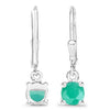 0.92 Ct Round Green Emerald Prong Silver Dangle Lever Back Earrings