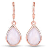 7.60 Ct Pear Pink Opal Bezel 18K Rose Gold Plated Silver Teardrop Dangle Earrings