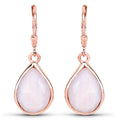 7.60 Ct Pear Pink Opal Bezel 18K Rose Gold Plated Silver Teardrop Dangle Earrings by Fine Color Jewels