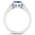 1.41 Ct Oval Violet Tanzanite & Lab Diamond Bezel 14K Gold Bridge Ring by Fine Color Jewels