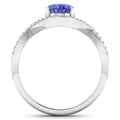 1.09 Ct Oval Violet Tanzanite Lab Diamond Prong 14k Gold Crossover Ring by Fine Color Jewels